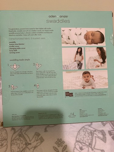 NEW! AIDEN + ANAIS COTTON MUSLIN SWADDLING BLANKETS -Set Of 4- White/Pink/Gold!!