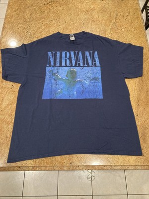 Nirvana Nevermind Distressed Navy Shirt XL New