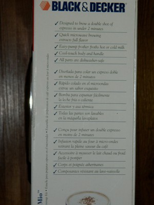 NEW Black & Decker Expresso Mio Microwave Cappuccino Maker Kit EE200 & Frother