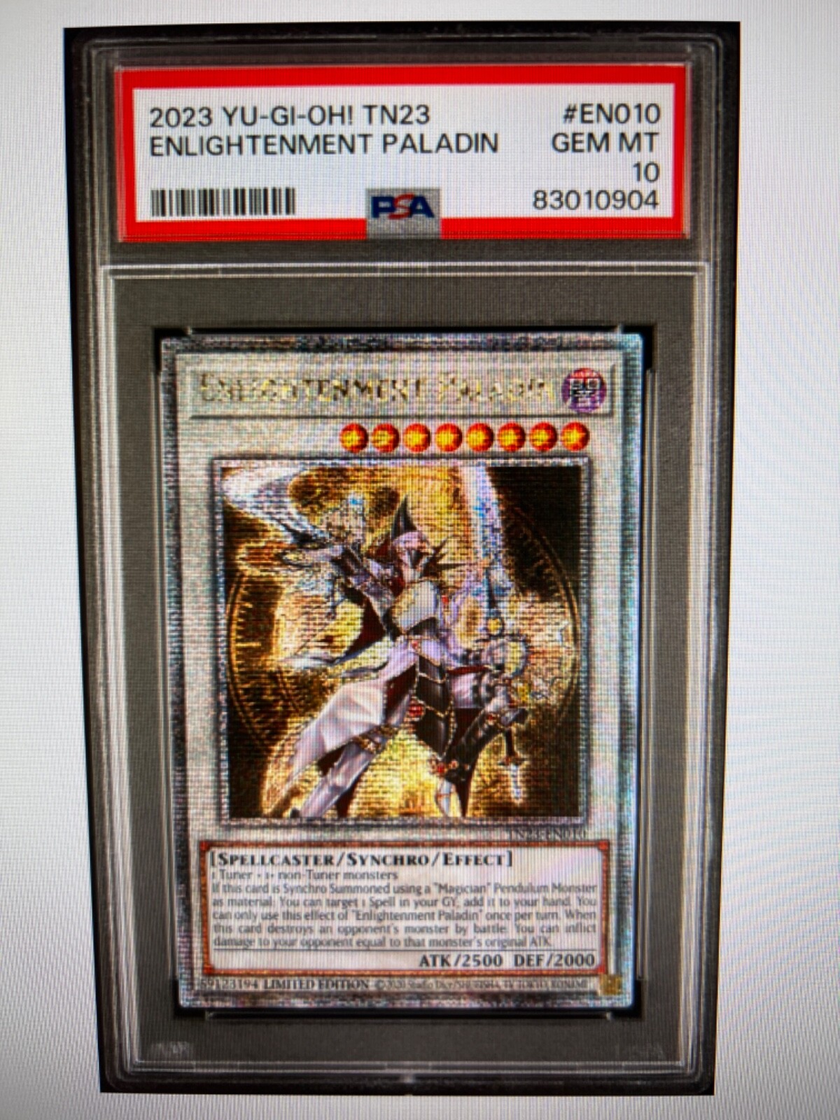 YUGIOH PSA 10 2023 Enlightenment Paladin TN23-EN010 Quarter