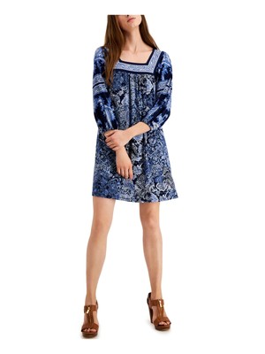 Женское темно-синее платье-сорочка MICHAEL MICHAEL KORS с коротким рукавом 3/4 Petites P