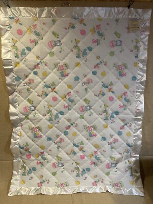 Downlon Quiltex Baby Comforter Blanket Vintage Children Playing USA 35x50