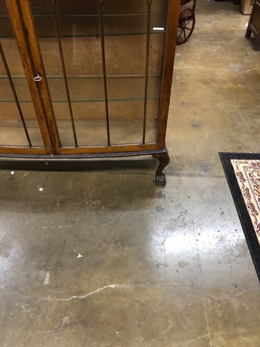 outstanding mahogany 2 door curio cabinet with ball and paw feet super nice