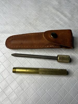Vintage EZE Lap Diamond ''M'' Sharpener Hone For Knives With Belt Sheath USA Made