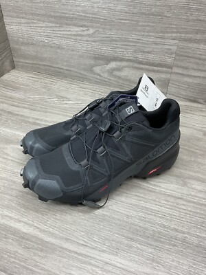 Salomon Speedcross 5 Trail Running Shoes for Men, Black/Black/Phantom, Sz 8