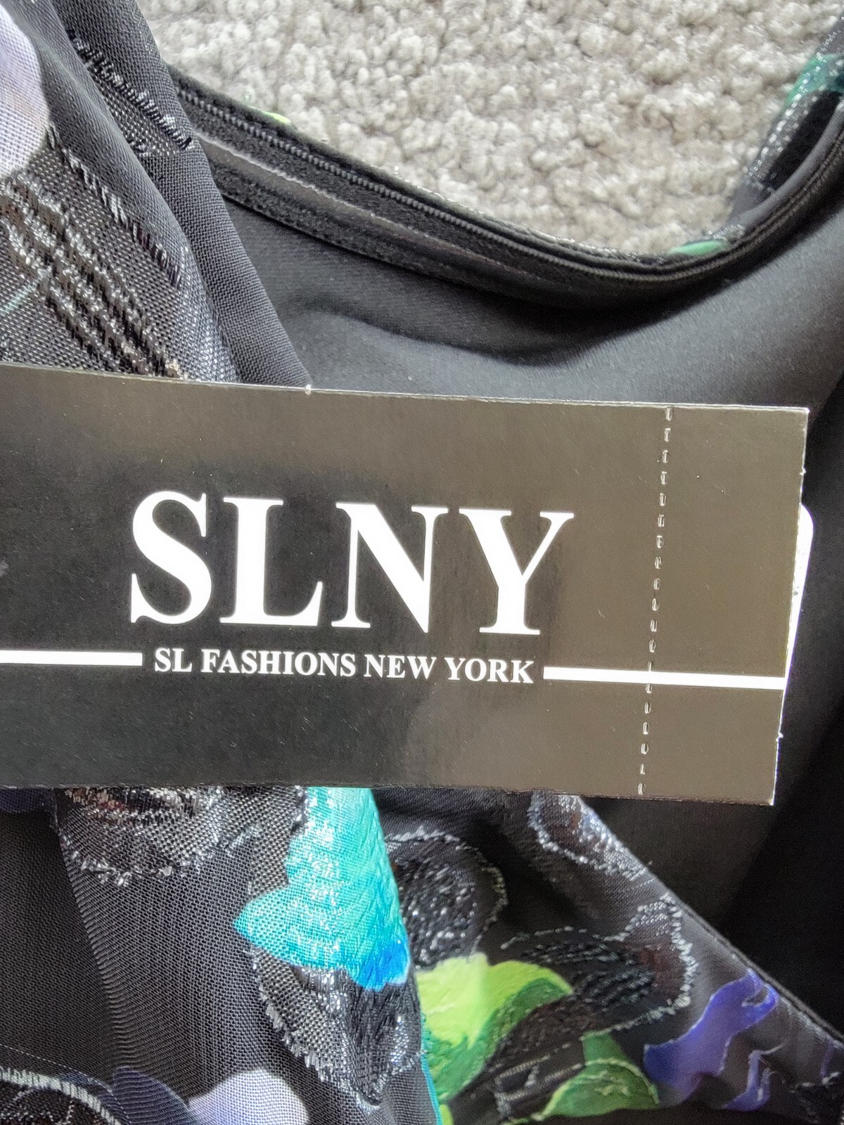 SL Fashions Floral-Print One-Shoulder Maxi Dress Womens 6 Multi Back Zip Closure - Picture 15 of 16