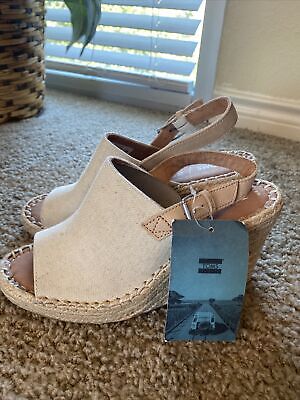 NWT ! New Toms Monica Espadrille Wedge Sandal Natural Oxford Sz 8.5 W