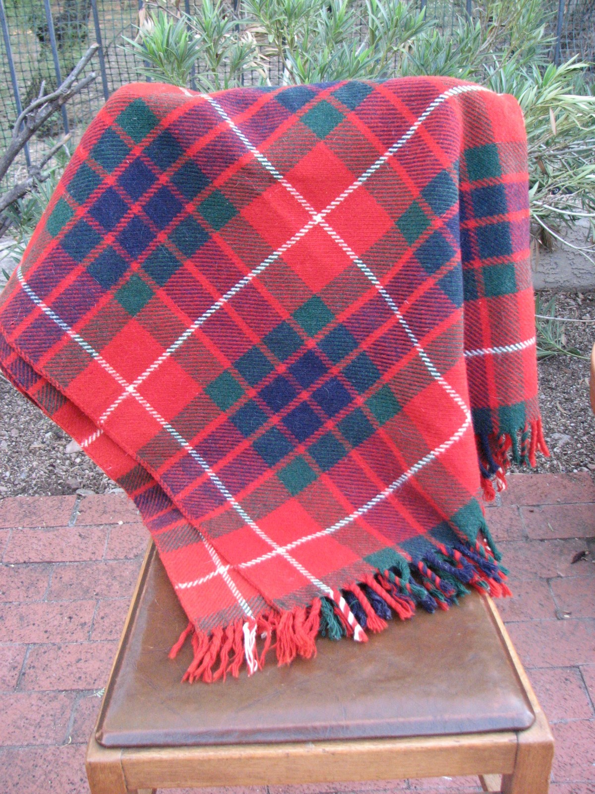 Vintage Red Wool Plaid Blanket Stadium Throw Macnab Travel Rug Scotland 53
