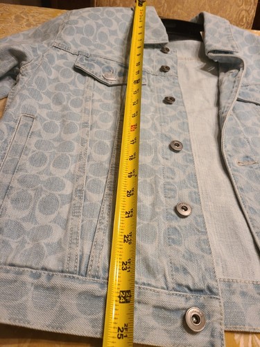 Pre-owned Coach $750  Logo Signature Washed Denim Men Jeans Jacket 48 Limited Edition In Blue