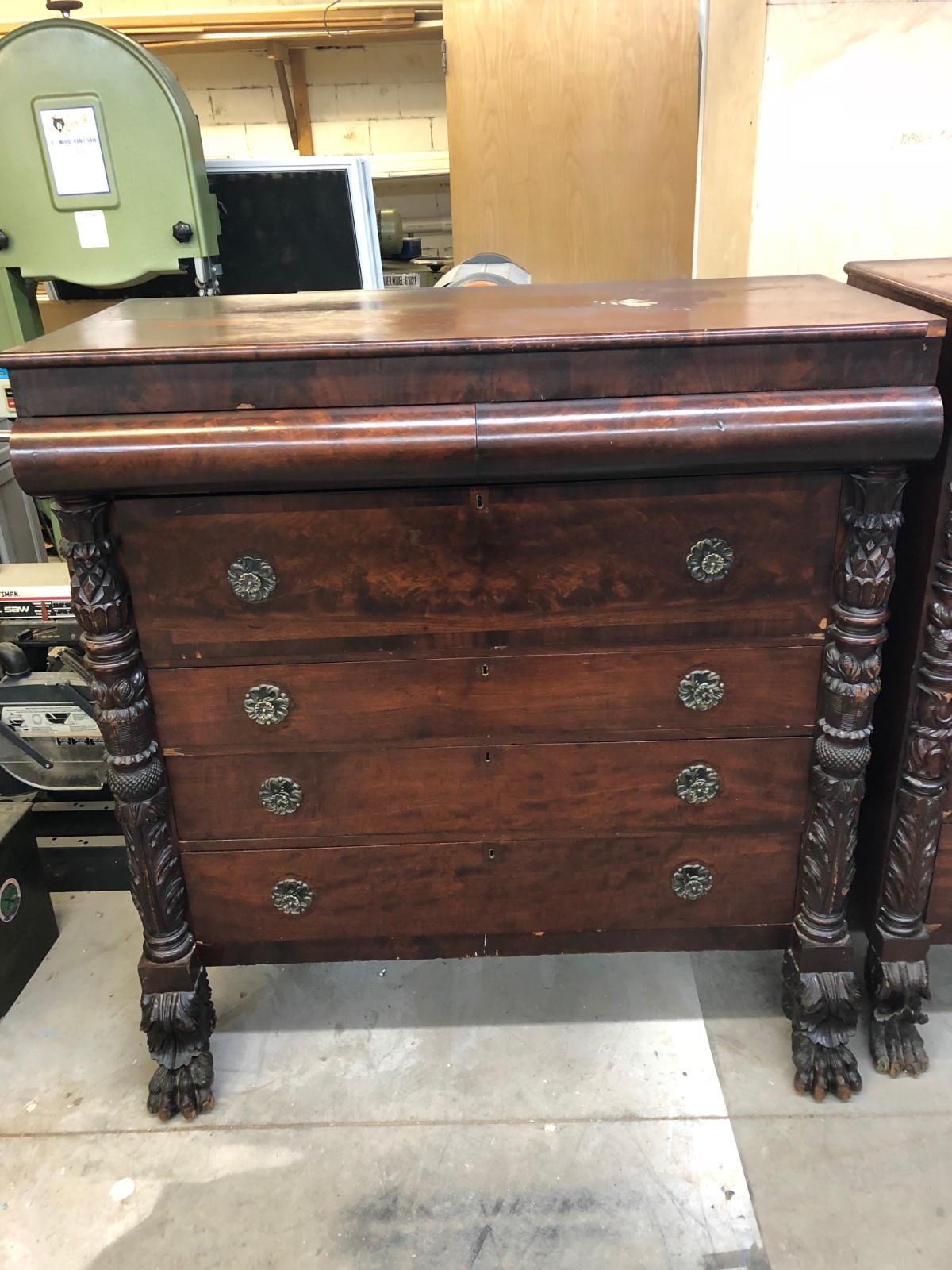 Empire Furniture Male and Female Mahogany Dresser with Pineappling 1800-1815