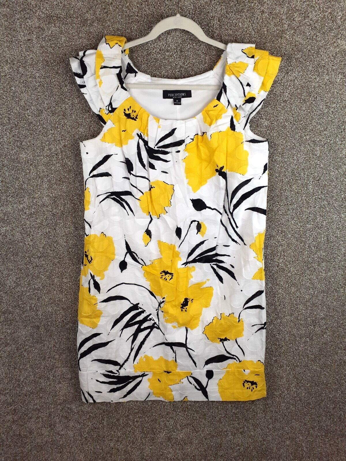 Perceptions New York Dress Womens 12 Yellow White Floral