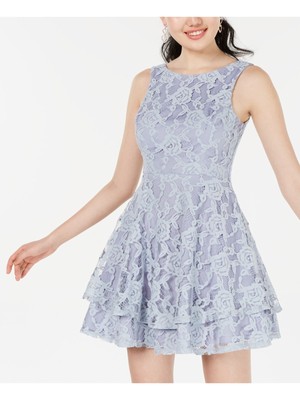 БЕЗМОЛВНОЕ женское фиолетовое мини-платье без рукавов для вечеринок + расклешенное платье-клеш 9