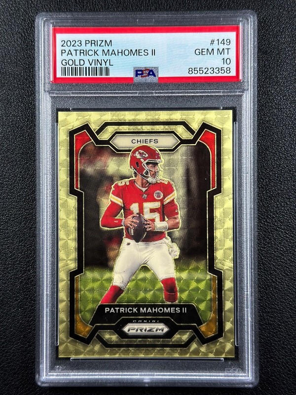 PATRICK MAHOMES II PSA 10 2023 PANINI PRIZM #149 GOLD VINYL PATRICK MAHOMES II PSA 10 2023 PANINI PRIZM #149 GOLD VINYL