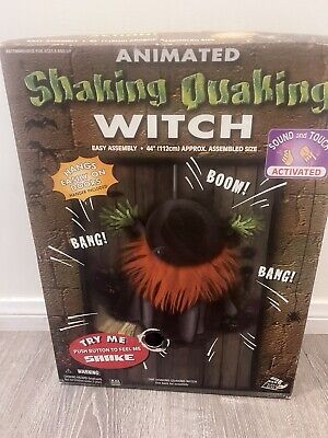RARE One Take Halloween Animated Shaking Quaking Witch Door Hanger NEW