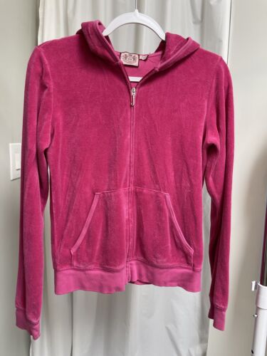 Juicy Couture Pink Velour Track Hooded Jacket Size Large Juicy Couture Pink Velour Track Hooded Jacket Size Large