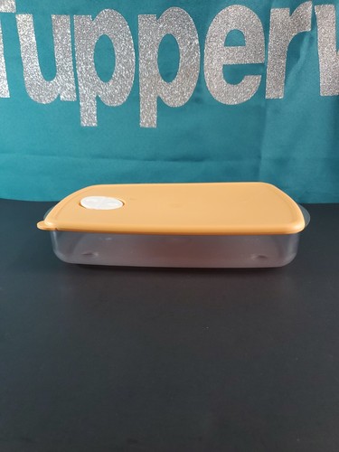 Tupperware Microwave Rock N Serve Rectangular Large Shallow 6 Cup Sheer & Orange