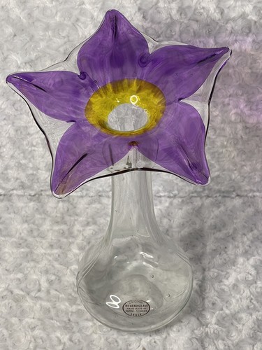 工芸品 Murano Glass Vase (Purple) Vintage Murano Ribbed Amethyst Purple Clear Sommerso Vase 11