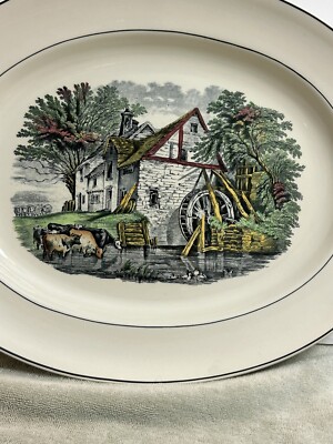 Vintage Priscilla Alden Copeland England, Inscribed Serving Platter 17 X 13 