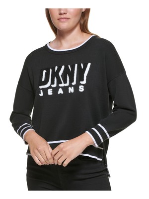 

DKNY JEANS Женский черный свитер с длинными рукавами и круглым вырезом