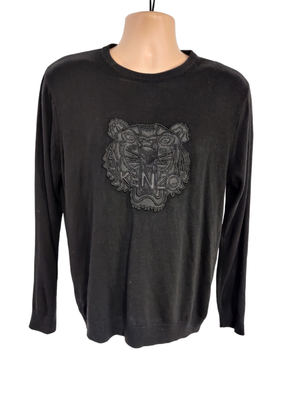 MENS KENZO M MEDIUM BLACK TIGER PULL OVER CREW JUMPER SWEATER
