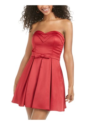 Короткое вечернее платье TRIXXI Womens с красным бантом и вырезом сердечком 11