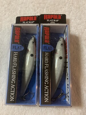(LOT OF 2) RAPALA CRANKBAIT FLAT RAP FLR-8 SILVER. JERKBAIT NIP