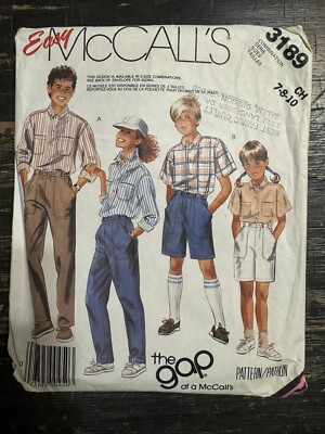 McCall's 3189 Vintage Uncut Pattern - the Gap design for unisex child size 10-14
