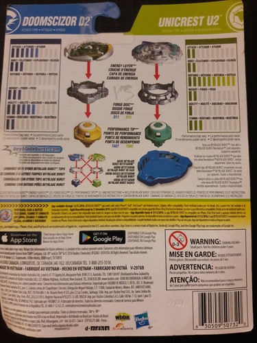 Hasbro BeyBlade Burst Doomscizor D2 & Unicrest U2 Double Pack NEW