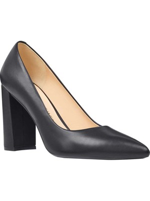 

Женские кожаные туфли-лодочки NINE WEST на черном каблуке Astoria Toe Block Heel Slip On, Черный, 25029402