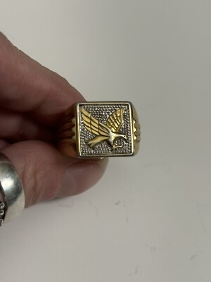 Men's Flying Eagle Sterling Silver Vermeil Ring Size 10 NWOT