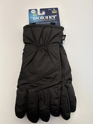 Mens Isotoner Black Sleek Heat Gloves w Smart Touch Screen Technology New w/ Tag