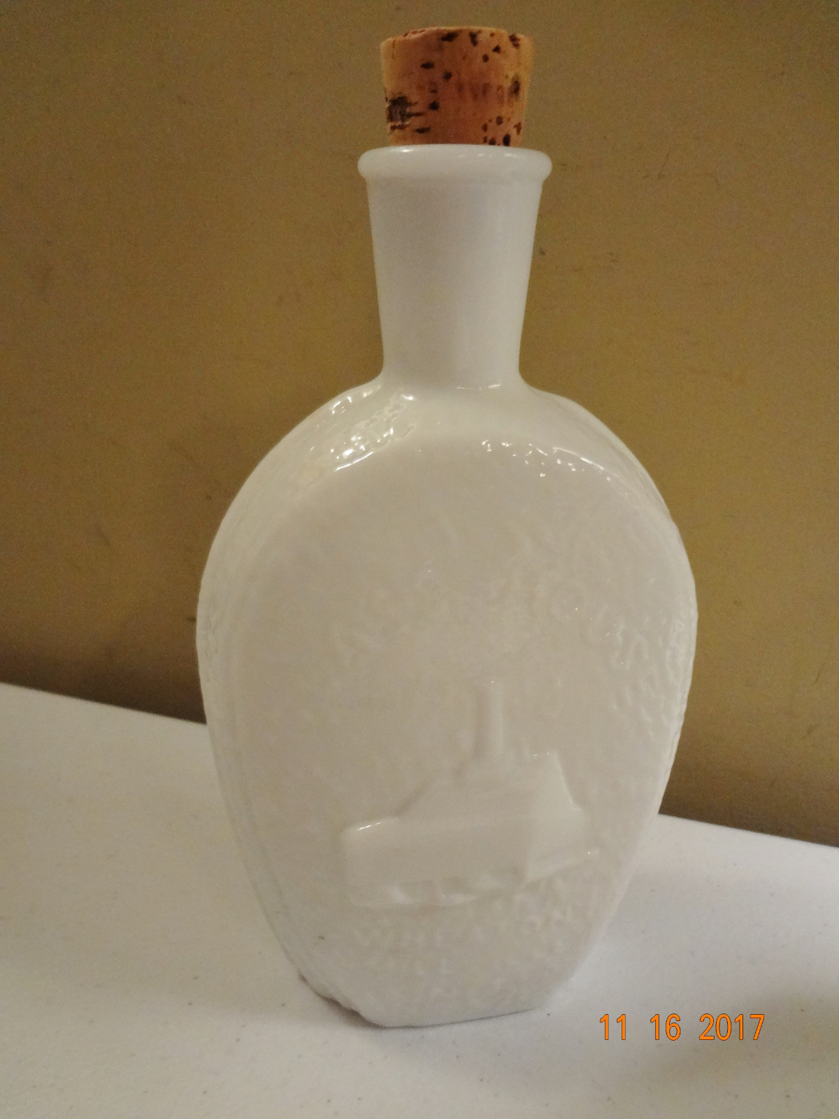 Vintage Wheaton Glass House Benjamin Franklin White Glass Bottle