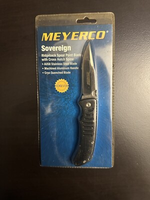 Meyerco Sovereign Pocket Knife Ridgeback Modified Clip Point Cross Hatch Hunting