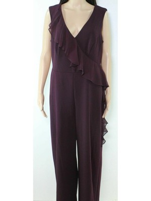 

CONNECTED APPAREL Женский бордовый комбинезон без рукавов с широкими штанинами Petites, Burgundy