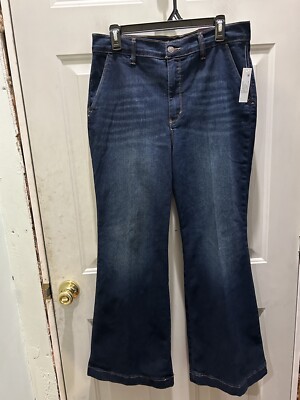 New!Gloria Vanderbilt Dark Wash High Rise Trouser Flare Jeans. Size 12 Short.