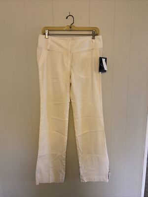 New LBK Women s Size 5 (34X31.5) Cream Linen Blend Flat Front Pants NWT MSRP$44
