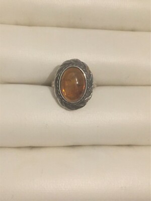 Ring  aus Silber / Bernstein.  N9 Größe 15.  17,5   mm  Durchmesser. ca 5 g. 