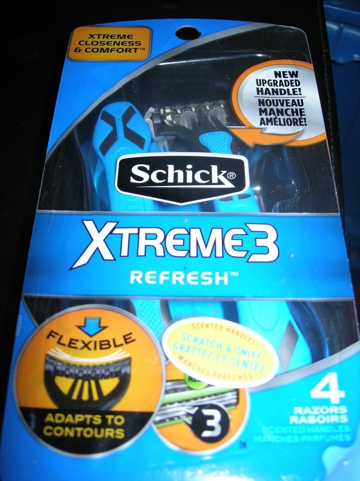 Schick XTREME 3 Refresh 4 Ct razors 3 flexible blades Upgrad