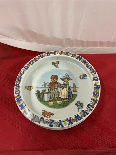 Antique Vintage Baby Alphabet Nursery Rhythm Dish Bowl Made In Germany Keepsake