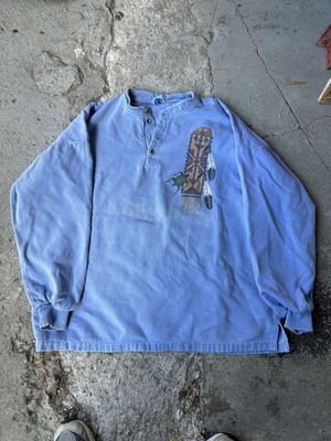 Wek 2 Vintage Pullover Denim Native American Feather Turtle Aztec 90s 1990s 111C