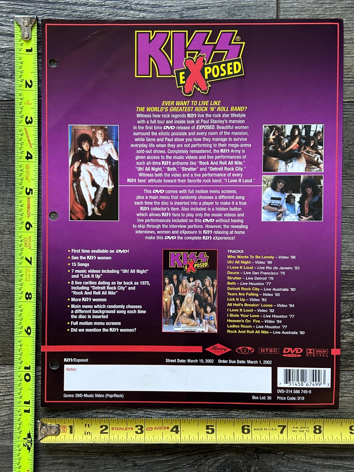 KISS Ad Advert Kiss Exposed DVD Release Order Promo Sheet USA 2002