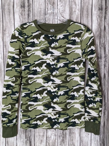 トップス VALLAD CAMO THERMAL L/S TEE Grey Camouflage Men's Long Sleeved Thermal Tee Shirt Cotton