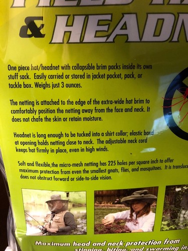 Brand New Grabber Outdoors Pop Up Field Hat w Headnet Chin Strap & Bag Mosquito