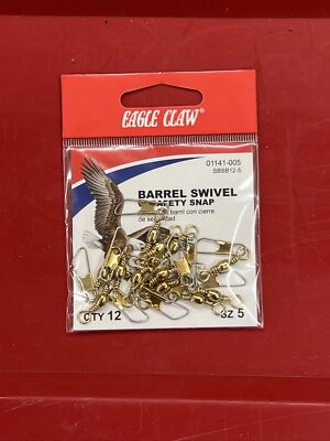Eagle Claw 01141-005 Safety Fishing Snap Swivel Size  5 Brass 12Per Pack