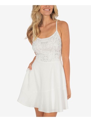 БЕЗМОЛВНОЕ женское мини-платье на тонких бретельках с белой подкладкой + расклешенное платье-клеш 7