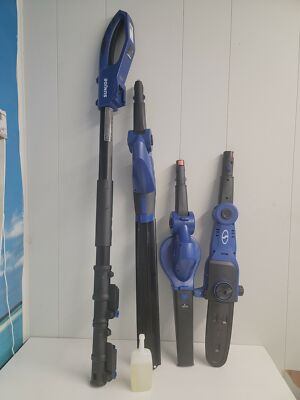 Sun Joe 24V 3-in-1 Cordless Blower Pole Saw and Hedge Trimmer, Blue (Used)