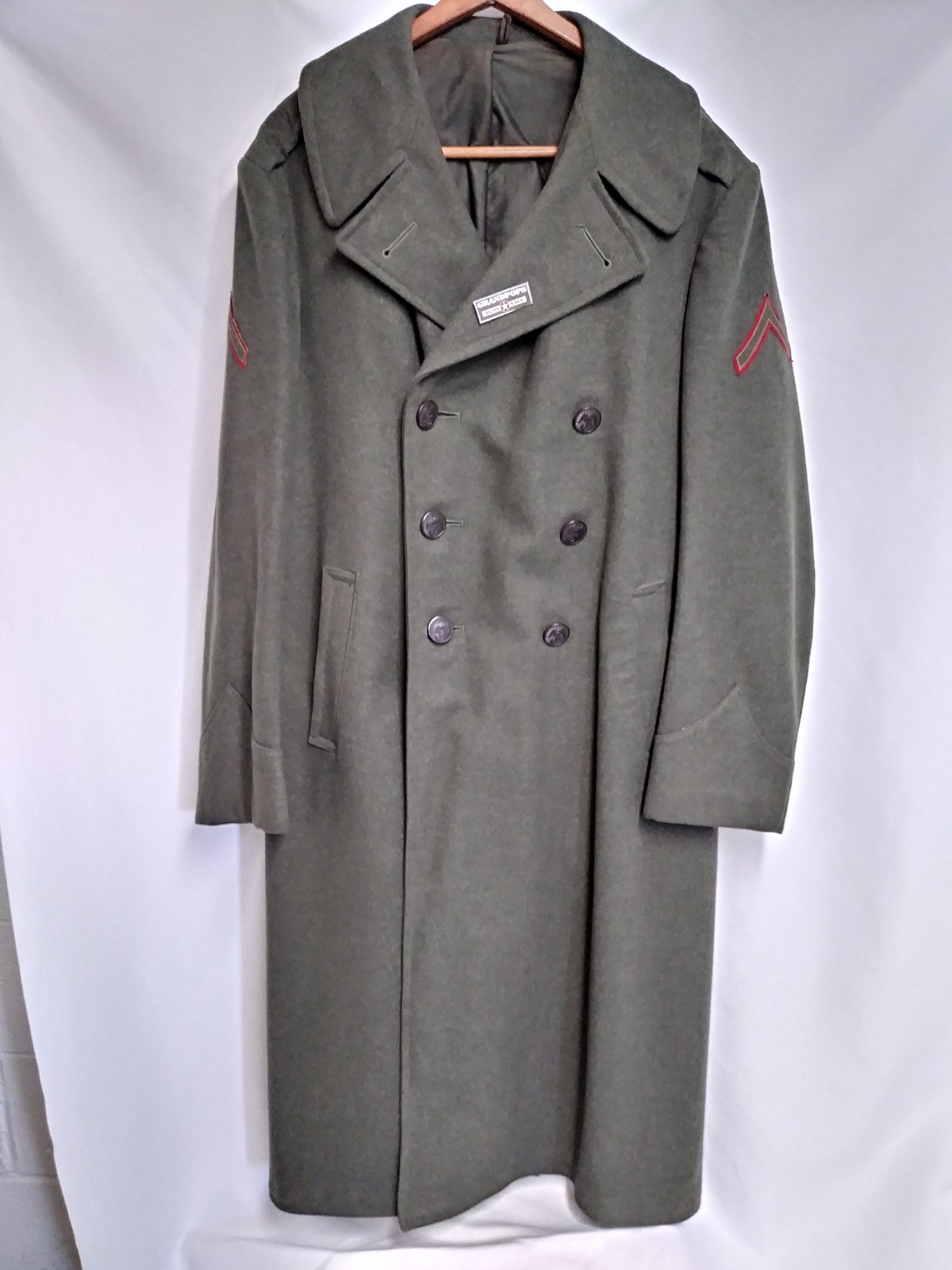 U.S. MARINES CORP WOOL TRENCH COAT DATED 1943 EXCELLENT