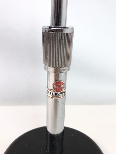 Vintage Atlas Sound Tabletop Mic Microphone Stand Cast Iron Base #2