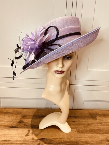 Jacques Vert Lilac & Black Sinamay & Feather Flower Wide Brim Occasion Hat | eBay Jacques Vert Lilac & Black Sinamay & Feather Flower Wide Brim Occasion Hat | eBay