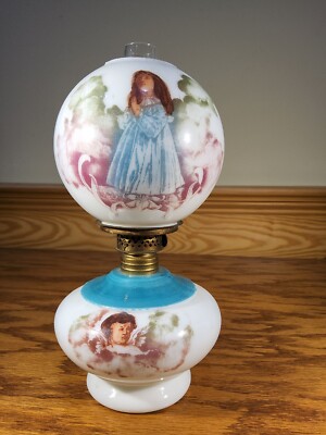 ATQ GWTW Miniature Milk Glass Prayer Oil Lamp Shade Smith 1 Fig 323 Angel Child